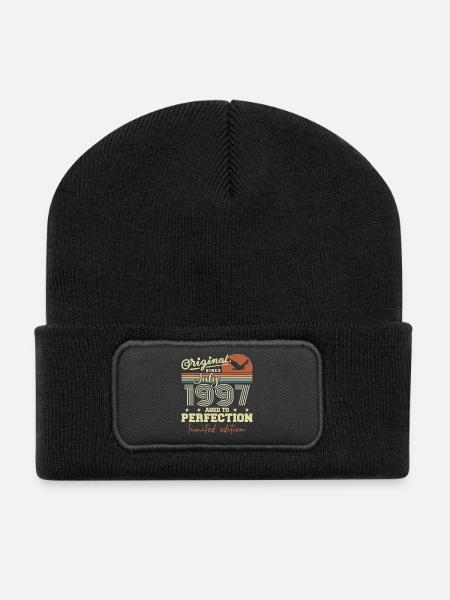 Juli 1997 Retro Geburtstag Geboren im Juli 1997 - Recycelte Patch Beanie - Schwarz