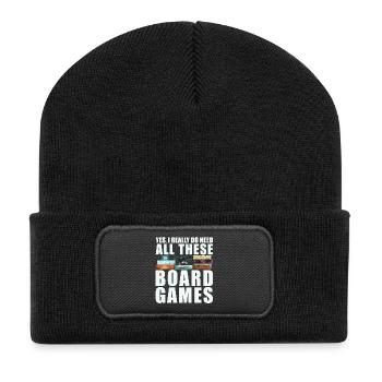 Board Games Funny Saying - Recycled Patch Beanie - black - Front