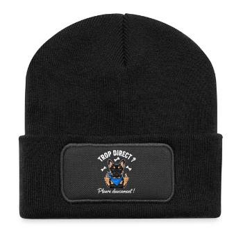 Coole Französische Bulldogge - Recycelte Patch Beanie - Schwarz - Vorne