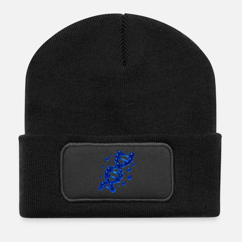 3D DNS Helix Molekül Blau - Recycelte Patch Beanie - Schwarz