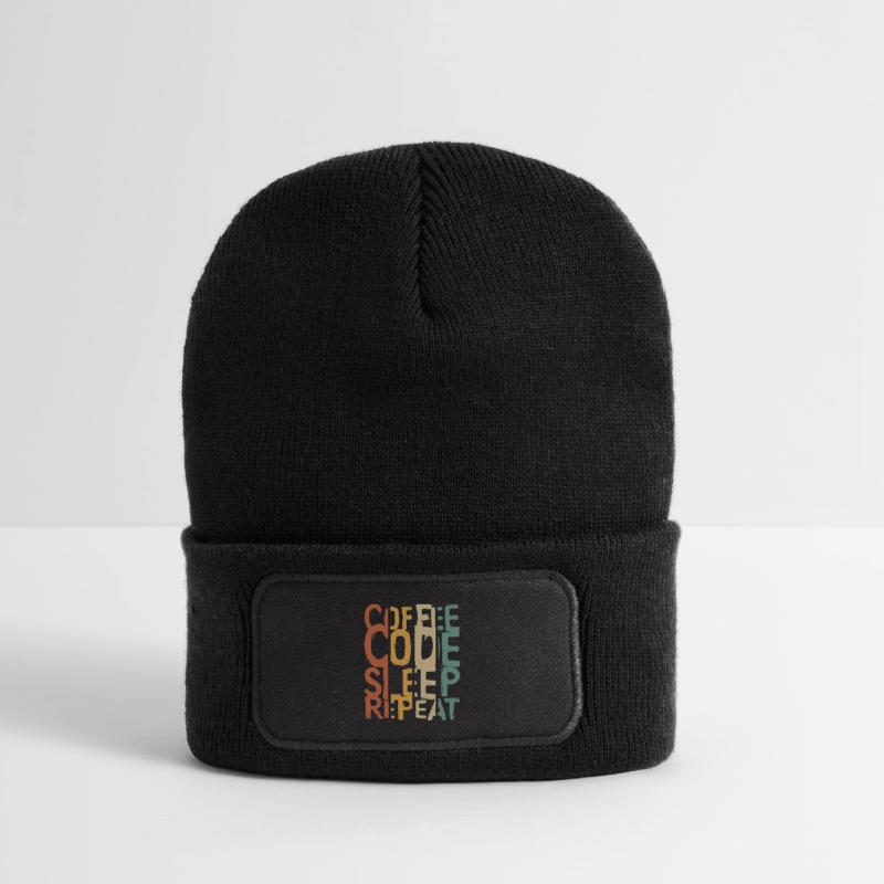 Coffee Code Sleep Repeat – Conception pour les développeurs Beanie recyclé à patch