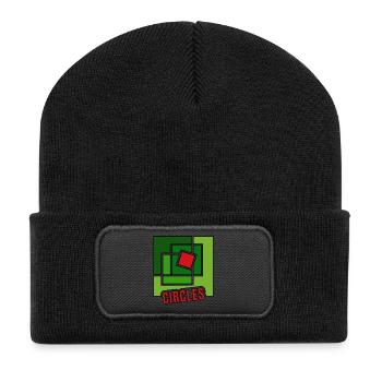 Grüne Abstraktion mit Drehung - Recycelte Patch Beanie - Schwarz - Vorne