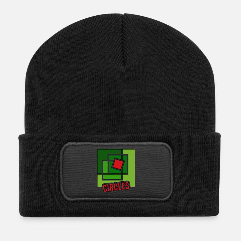 Grüne Abstraktion mit Drehung - Recycelte Patch Beanie - Schwarz