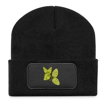 Hops and hop leaf – natural beer motif - Recycled Patch Beanie - black - Front