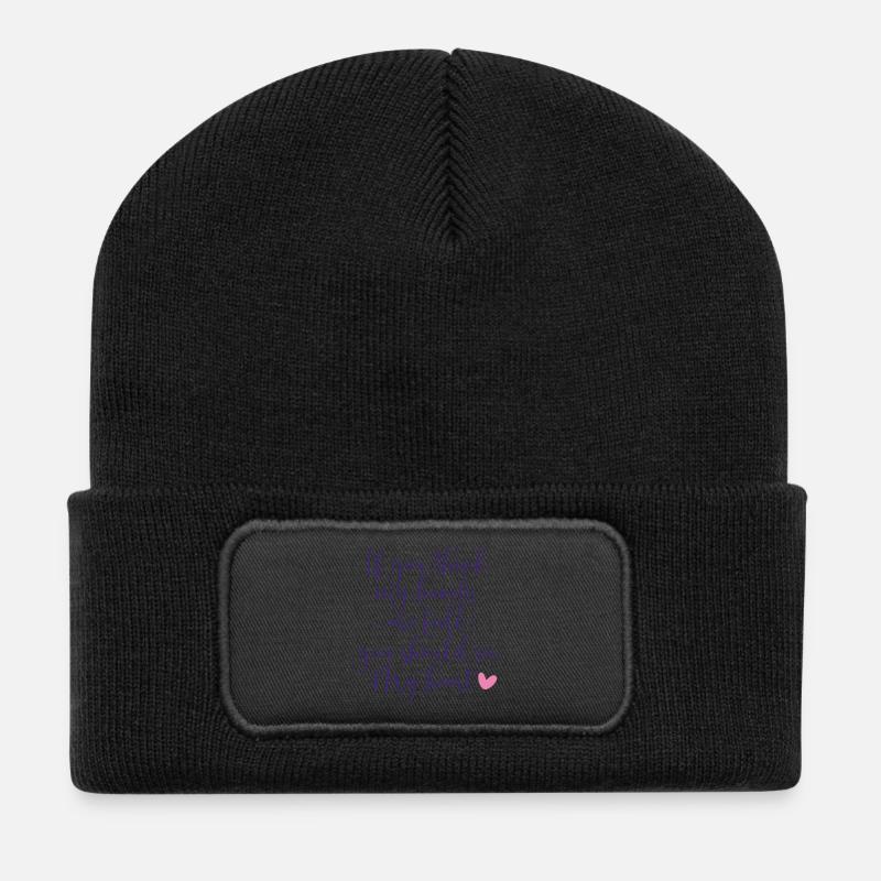 Inspirierendes handschriftliches Zitat-Design - Recycelte Patch Beanie - Schwarz
