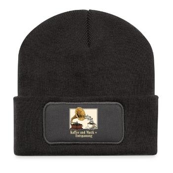Coffee and music = relaxation - Recycled Patch Beanie - dark grey - Front