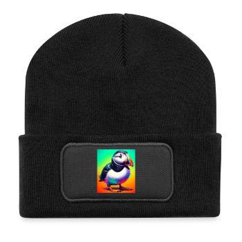 Papageitaucher - Recycelte Patch Beanie - Schwarz - Vorne