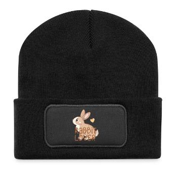 Liebhaber von Kaninchen - Recycelte Patch Beanie - Schwarz - Vorne