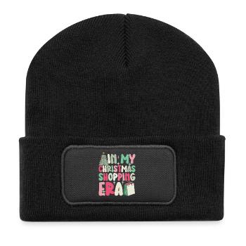 Weihnachten Spruch In My Christmas Shopping Era - Recycelte Patch Beanie - Schwarz - Vorne