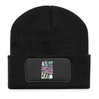 Weihnachten Spruch In My Christmas Shopping Era - Recycelte Patch Beanie - Schwarz - Vorne