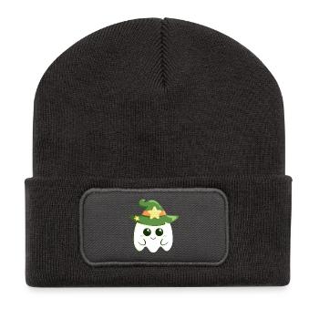 Süßer Geist für Halloween verkleidet als Hexe - Recycelte Patch Beanie - Dunkelgrau - Vorne