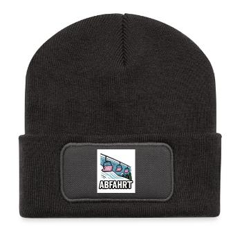 Remontée mécanique et motif montagne avec charme d’aventure - Beanie recyclé à patch - charbon - Devant