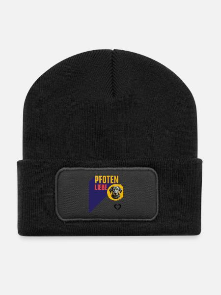 Paws Love Dog Illustration - Recycled Patch Beanie - black