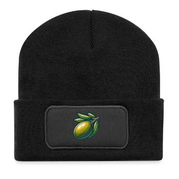 Illustration d'olive élégante et nature - Beanie recyclé à patch - noir - Devant