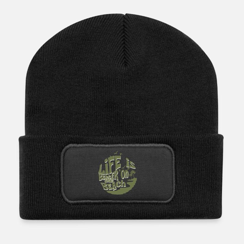 Leben am Strand - Recycelte Patch Beanie - Schwarz