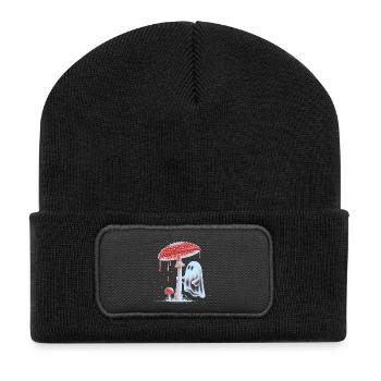 Spooky Ghost with Bloody Red Mushroom - Recycled Patch Beanie - black - Front