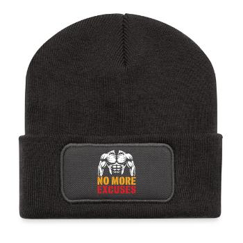 Muskulöser Oberkörper mit motivierender Botschaft - Recycelte Patch Beanie - Dunkelgrau - Vorne