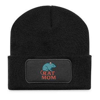 Humorvolle Rattenmama Grafik T-Shirt - Recycelte Patch Beanie - Schwarz - Vorne