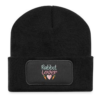 Amour Lapin et Carottes Coloré - Beanie recyclé à patch - noir - Devant
