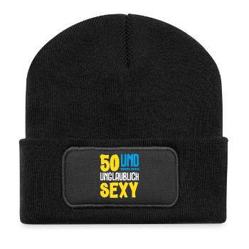 Cadeau amusant pour un 50e anniversaire - Beanie recyclé à patch - noir - Devant