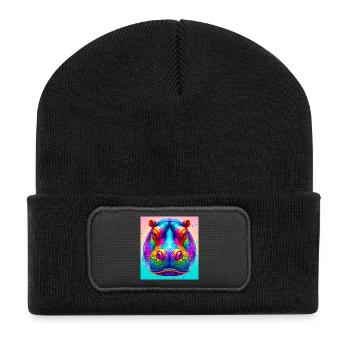 Nilpferd - Recycelte Patch Beanie - Schwarz - Vorne