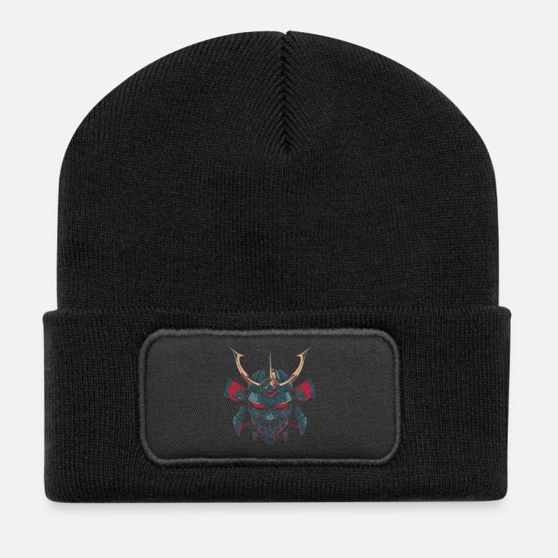Samouraï méca - Beanie recyclé à patch - noir