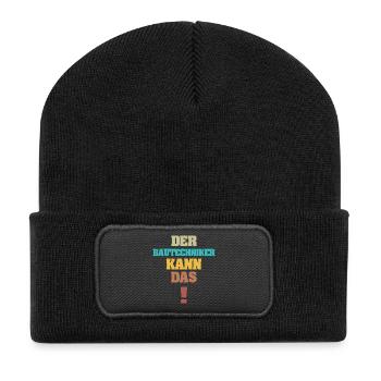 Bautechniker als Lustig - Recycelte Patch Beanie - Schwarz - Vorne