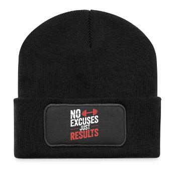 No excuses, results - Recycled Patch Beanie - black - Front