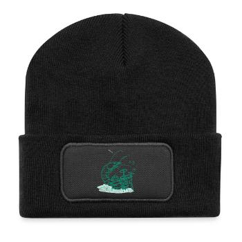 Drums Funny Shrimp Music Gift - Recycled Patch Beanie - black - Front