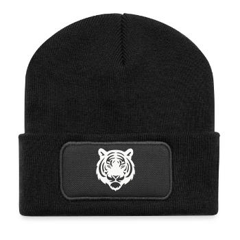 Silhouette Tête De Tigre - Beanie recyclé à patch - noir - Devant