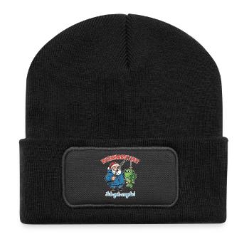 Noël des pêcheurs ? Je vais à la pêche ! Père Noël Witz - Beanie recyclé à patch - noir - Devant