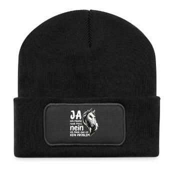 Horse Saying with Horse Head Statement Hobby - Recycled Patch Beanie - black - Front