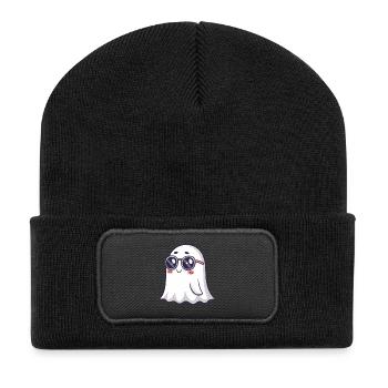 Retro Phantom Runde Brille - Recycelte Patch Beanie - Schwarz - Vorne
