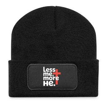 Less Me More He Christian Faith - Recycled Patch Beanie - black - Front