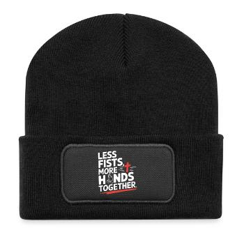 Less Fists More Hands Together Prayer - Recycled Patch Beanie - black - Front