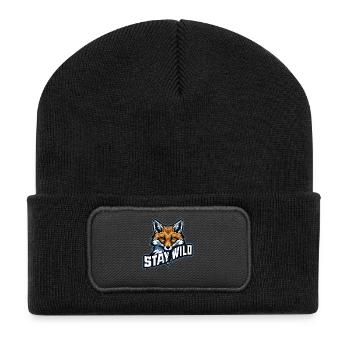STAY WILD – Nature & Adventure Motif - Recycled Patch Beanie - black - Front