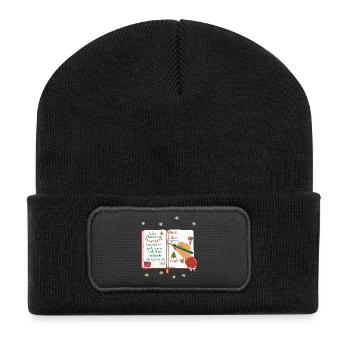 Wunschzettel Christkind  - Recycelte Patch Beanie - Schwarz - Vorne