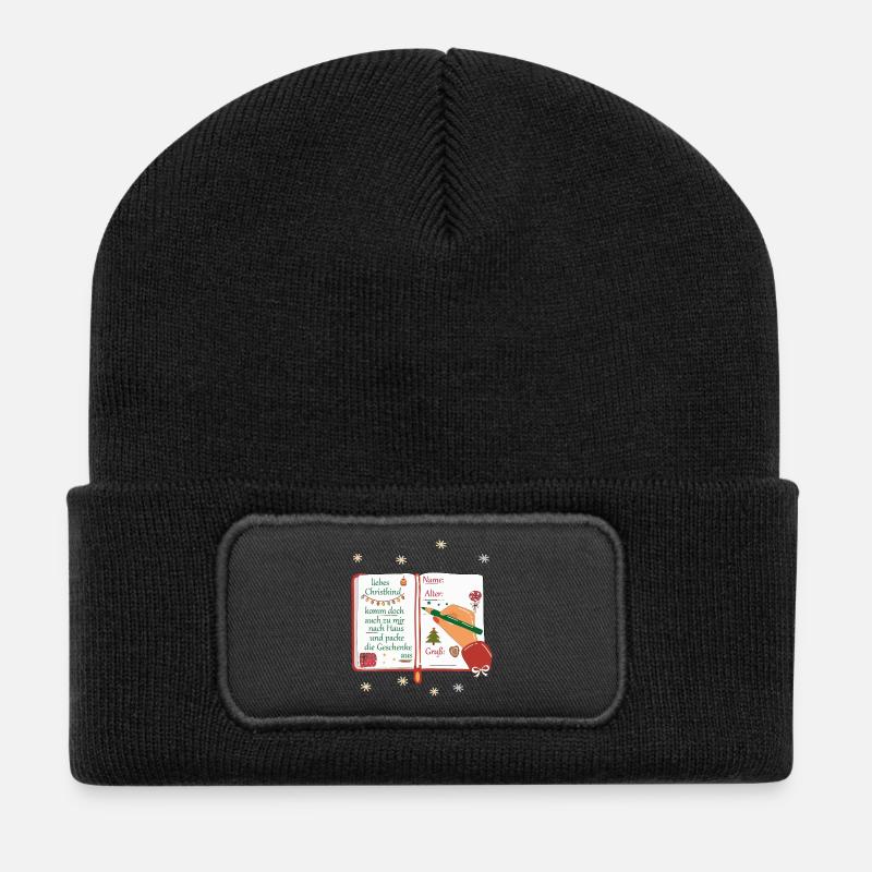Wunschzettel Christkind - Recycelte Patch Beanie - Schwarz
