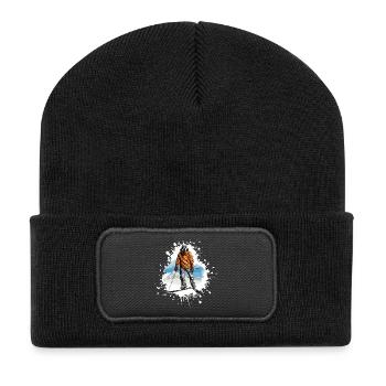 Great Dane Dog Ski Skiing Sports - Recycled Patch Beanie - black - Front