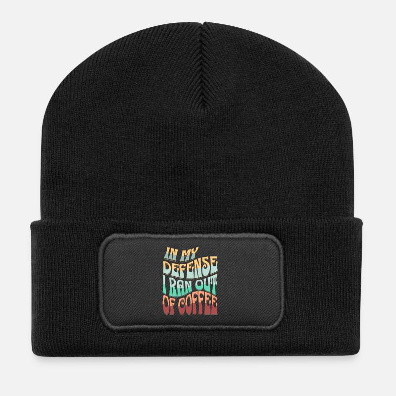 Kaffee Ausrede Spruchdesign - Recycelte Patch Beanie - Schwarz
