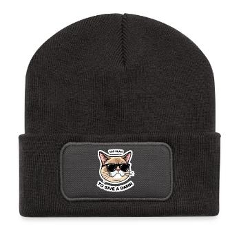 Too Glam Cat Sticker Cool Design - Recycled Patch Beanie - dark grey - Front