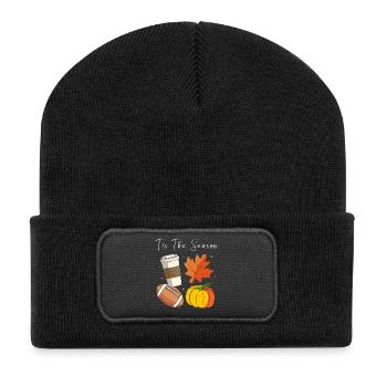 Thanksgiving Mama Mutter Oma Großmutter - Recycelte Patch Beanie - Schwarz - Vorne
