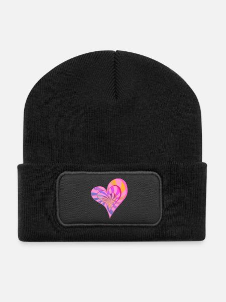 Conception esthétique de coeur en couches colorées - Beanie recyclé à patch - noir