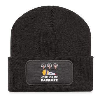 Nichts Schlägt Karaoke Lustiges Sänger Musiker - Recycelte Patch Beanie - Dunkelgrau - Vorne