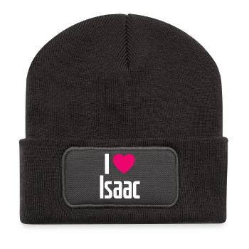 J’aime Isaac Coeur Rose J’aime Isaac - Beanie recyclé à patch - charbon - Devant
