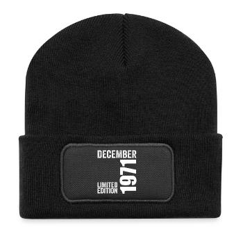 Cadeau Anniversaire Rétro - Décembre 1971 - Beanie recyclé à patch - noir - Devant