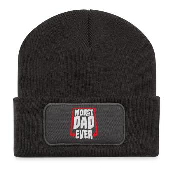 Worst Dad Ever Funny Sarcastic Father's Day Dad - Recycled Patch Beanie - dark grey - Front