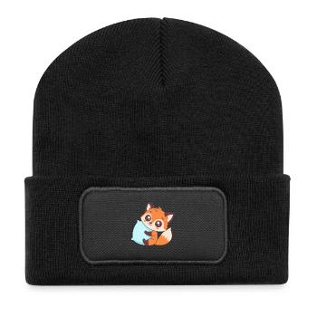 Cozy Fox with Blue Pillow - Recycled Patch Beanie - black - Front