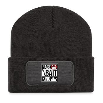 Rage Bait King Online Troll Aufmerksamkeit Spaß - Recycelte Patch Beanie - Dunkelgrau - Vorne