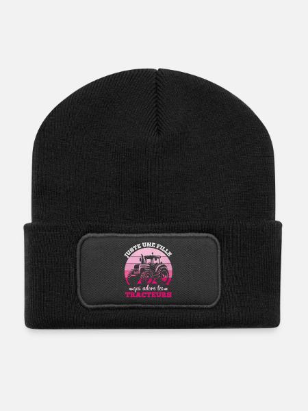 Nur ein Mädchen, das den Traktorhumor liebt - Recycelte Patch Beanie - Schwarz